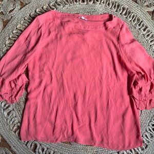 LOFT Coral Blouse with Ruffled Sleeves
